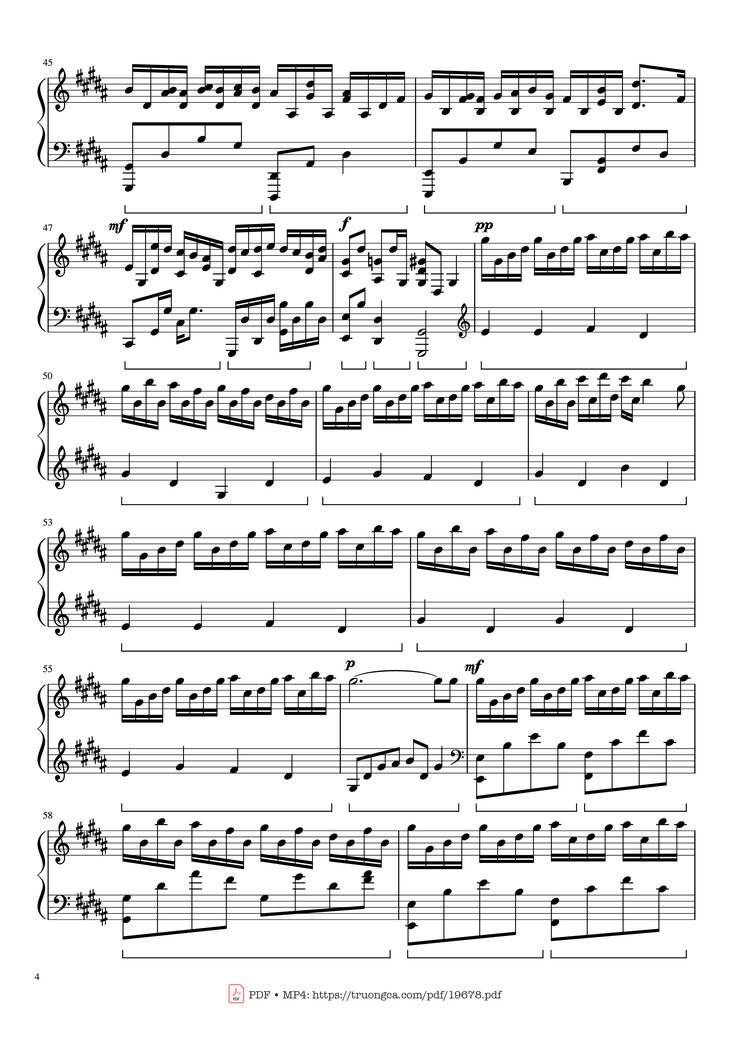 Page 4 of the piano sheet music PDF - Flower Dance Sheet Piano by DJ Okawari