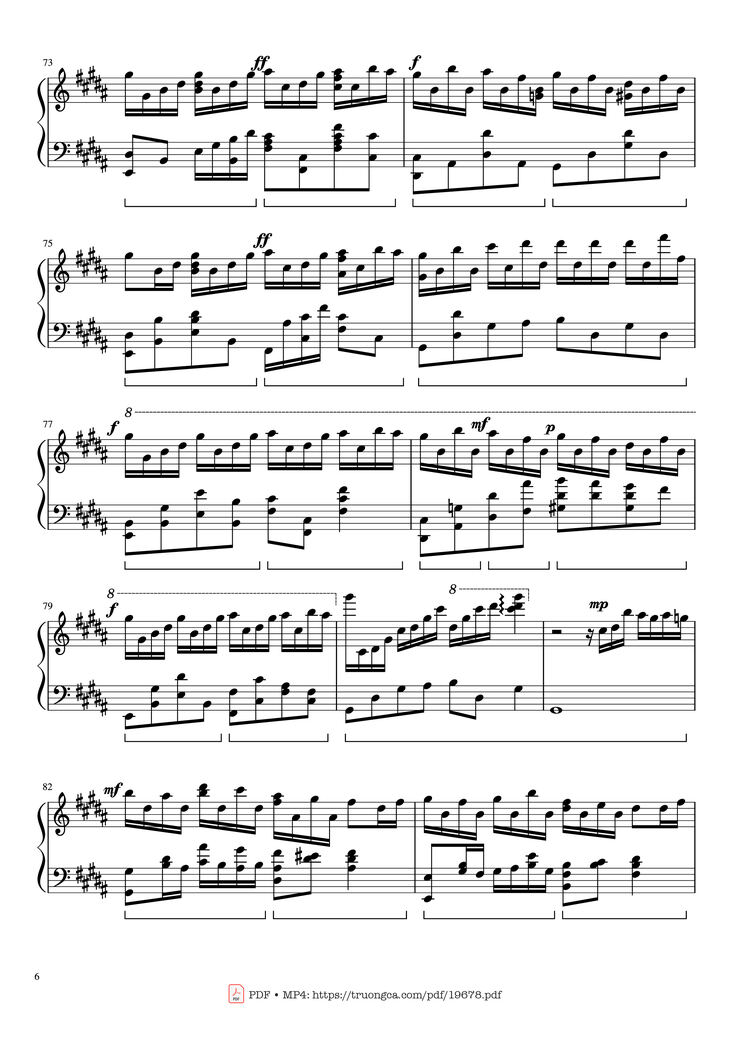 Page 6 of the piano sheet music PDF - Flower Dance Sheet Piano by DJ Okawari