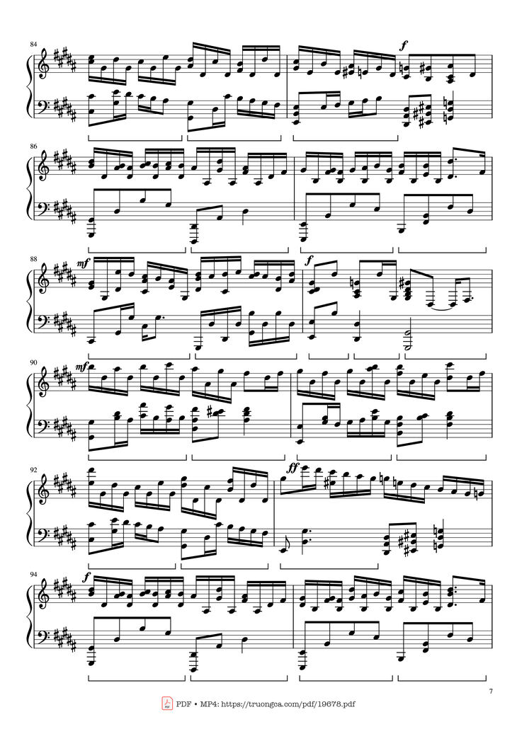 Page 7 of the piano sheet music PDF - Flower Dance Sheet Piano by DJ Okawari