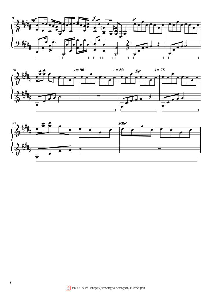 Page 8 of the piano sheet music PDF - Flower Dance Sheet Piano by DJ Okawari