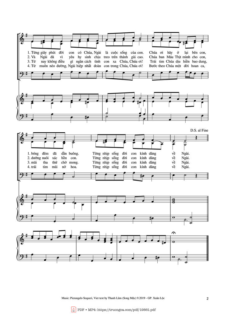 Page 2 of the piano sheet music PDF - Ngài là cuộc sống của con Sheet đệm Piano by Thanh Lâm