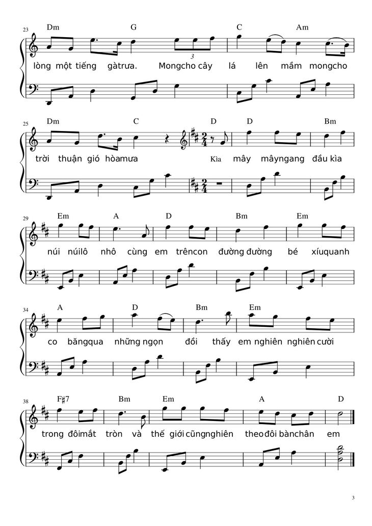 Page 3 of the piano sheet music PDF - Nấu ăn cho em Sheet Piano by Đen Vâu - PiaLinh