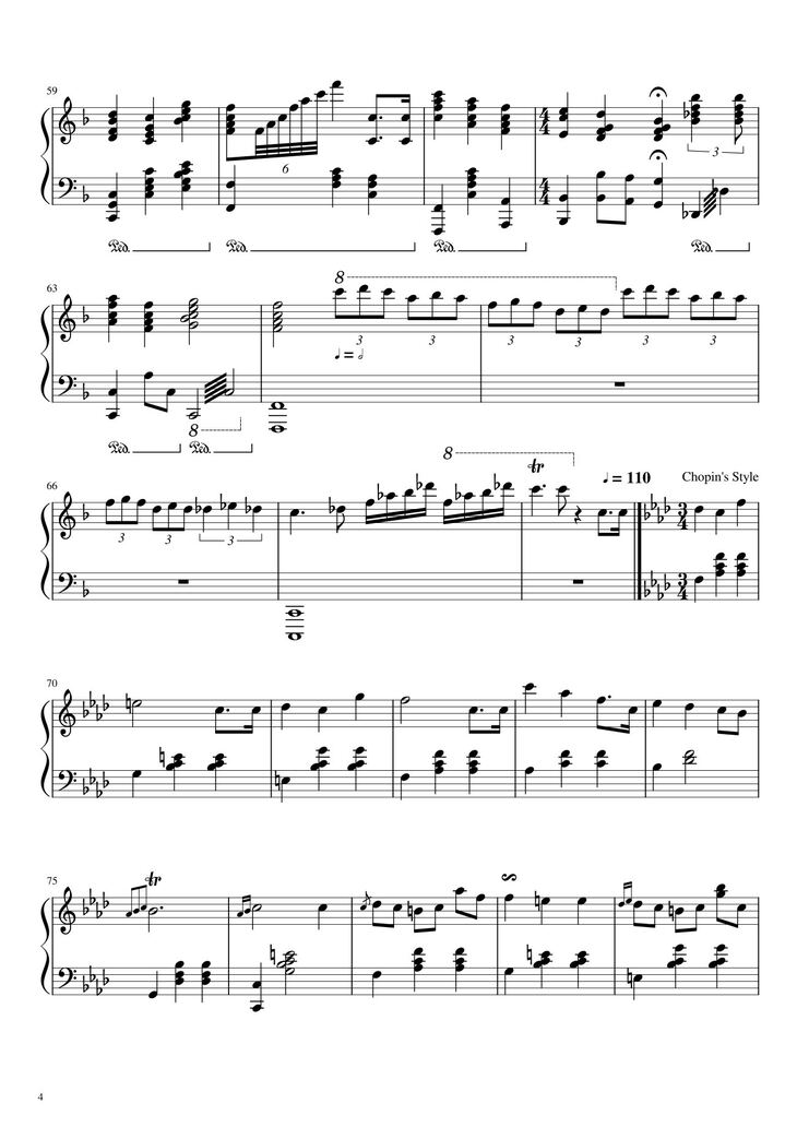 Page 4 of the piano sheet music PDF - Happy Birthday To You Sheet Piano Variations by Hazel Nguyen