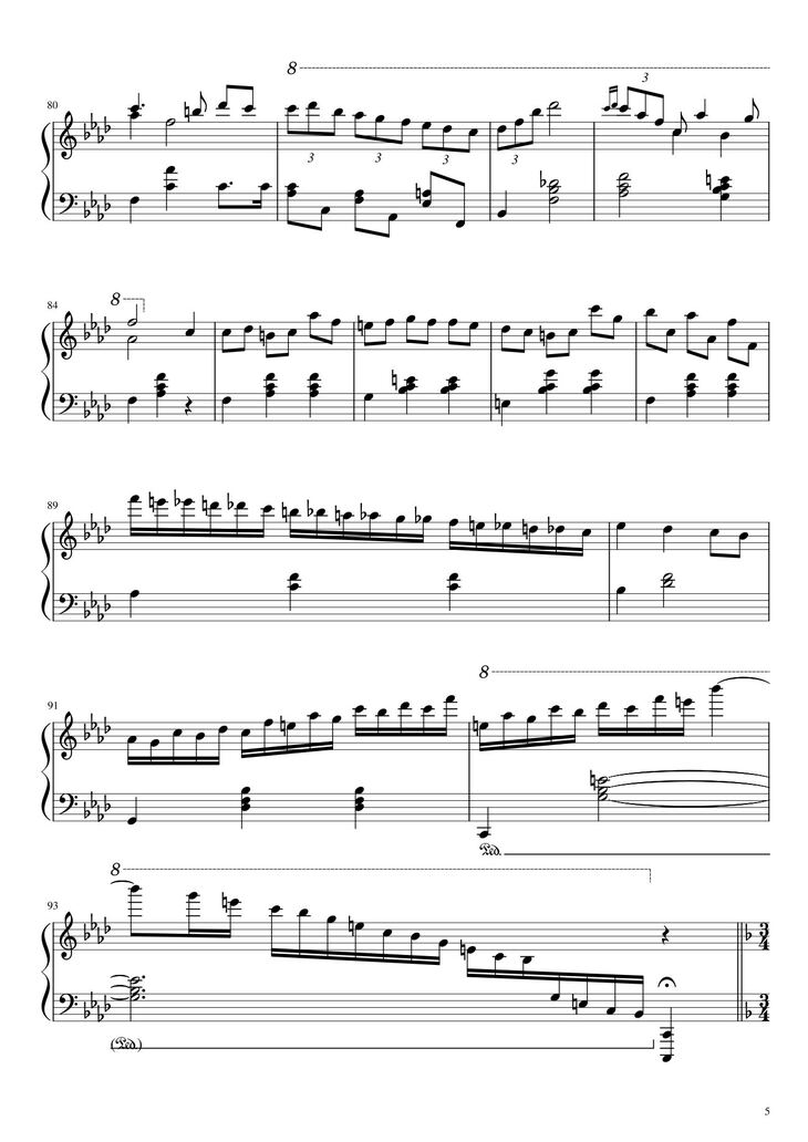 Page 5 of the piano sheet music PDF - Happy Birthday To You Sheet Piano Variations by Hazel Nguyen