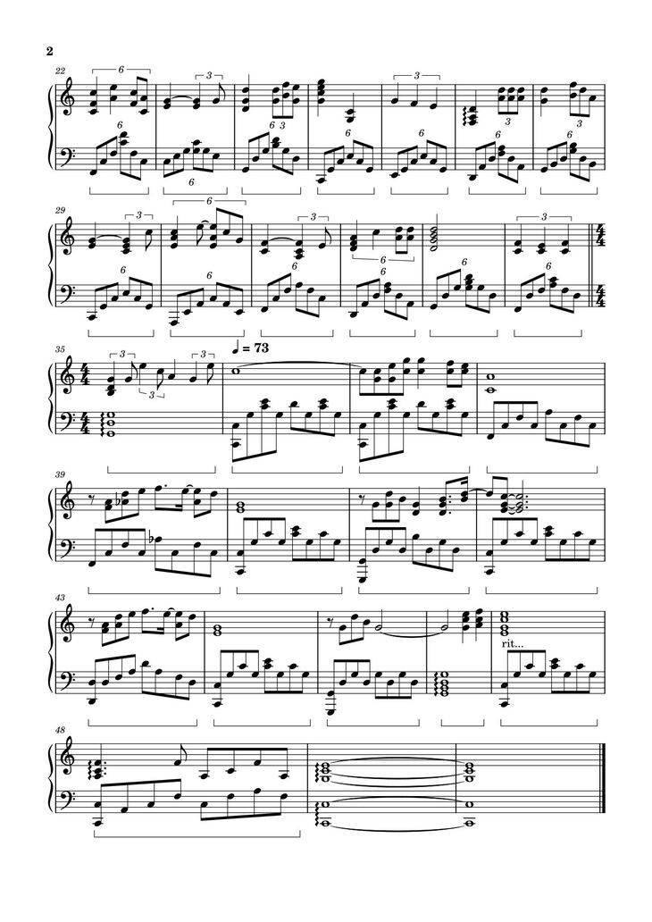 Page 2 of the piano sheet music PDF - Nắng Thuỷ Tinh Sheet Piano by Trịnh Công Sơn