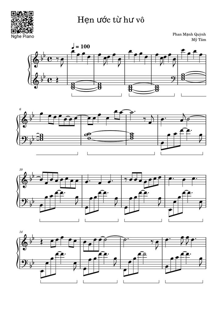 Page 1 of the piano sheet music PDF - Hẹn ước từ hư vô Sheet Piano by Phan Mạnh Quỳnh