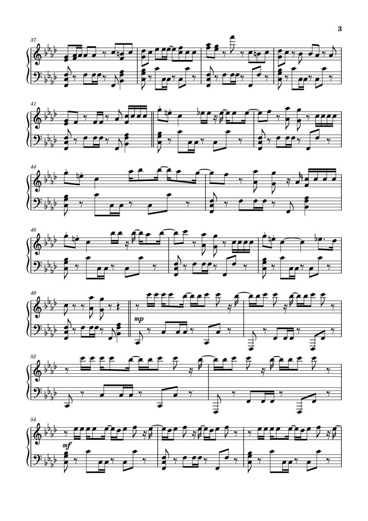 Page 3 of the piano sheet music PDF - 3D (Alternate Ver.) Sheet Piano by Jung Kook (BTS)
