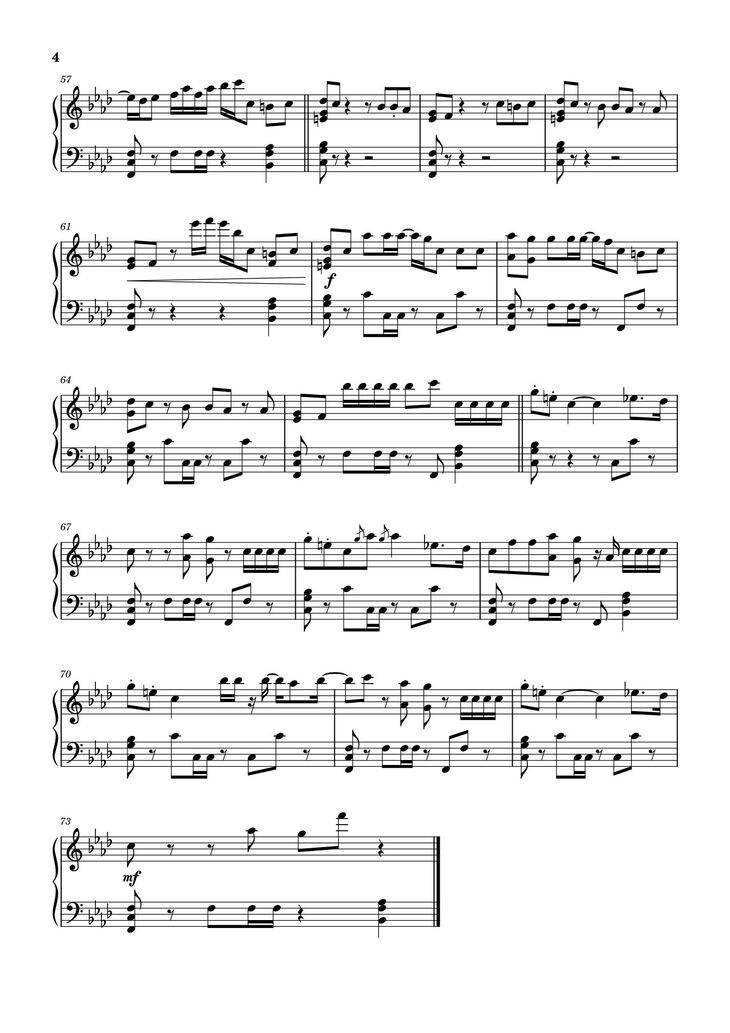 Page 4 of the piano sheet music PDF - 3D (Alternate Ver.) Sheet Piano by Jung Kook (BTS)