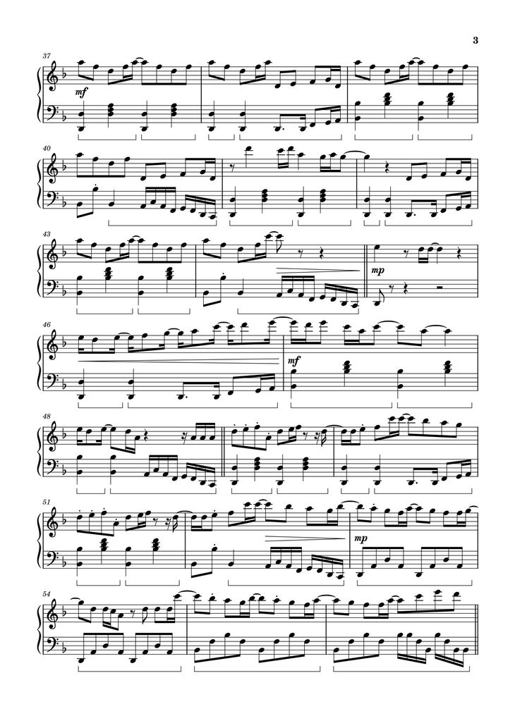 Page 3 of the piano sheet music PDF - Standing Next to You Sheet Piano by Jung Kook (BTS)