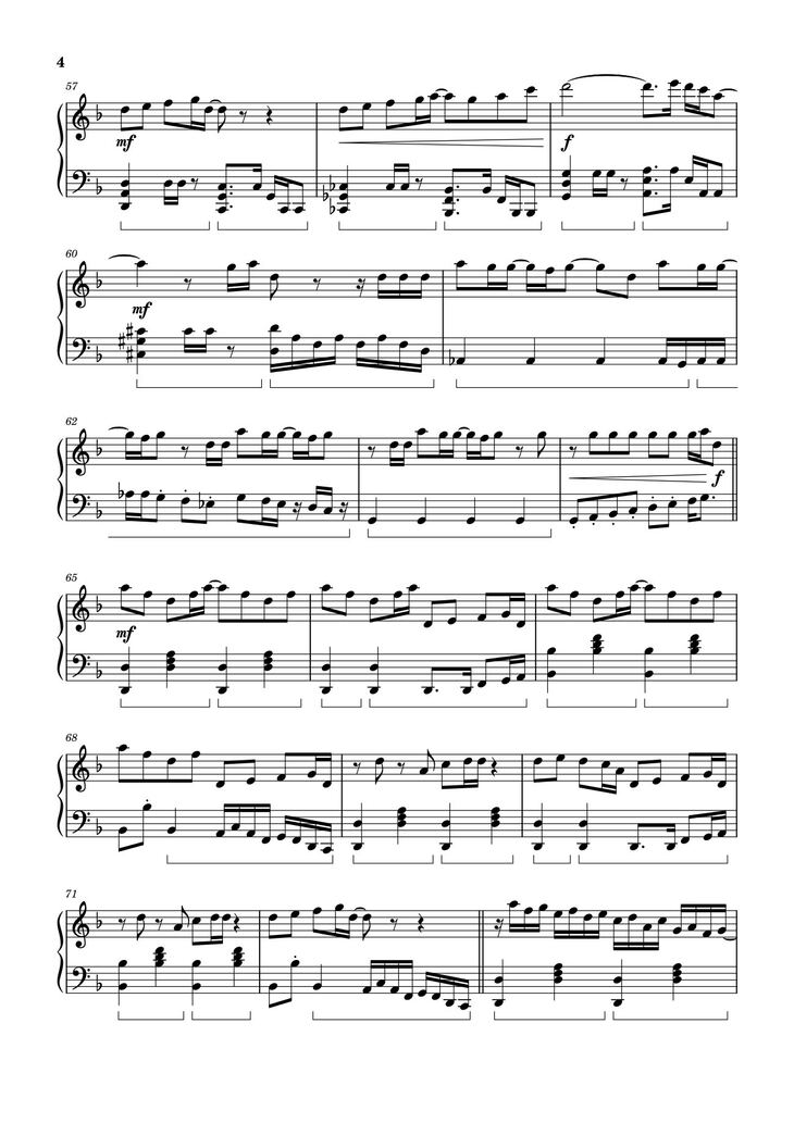 Page 4 of the piano sheet music PDF - Standing Next to You Sheet Piano by Jung Kook (BTS)