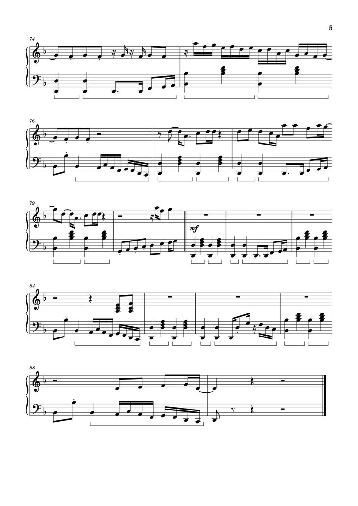 Page 5 of the piano sheet music PDF - Standing Next to You Sheet Piano by Jung Kook (BTS)