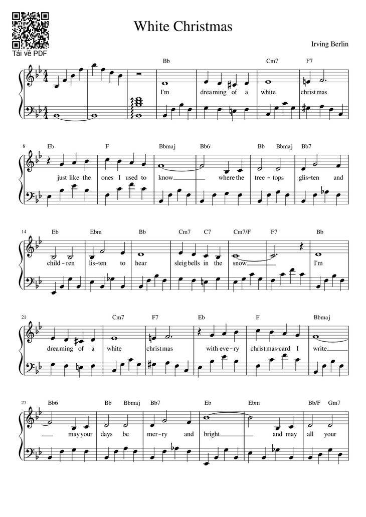 Page 1 of the piano sheet music PDF - White Christmas Sheet Piano by Johannaelvira01