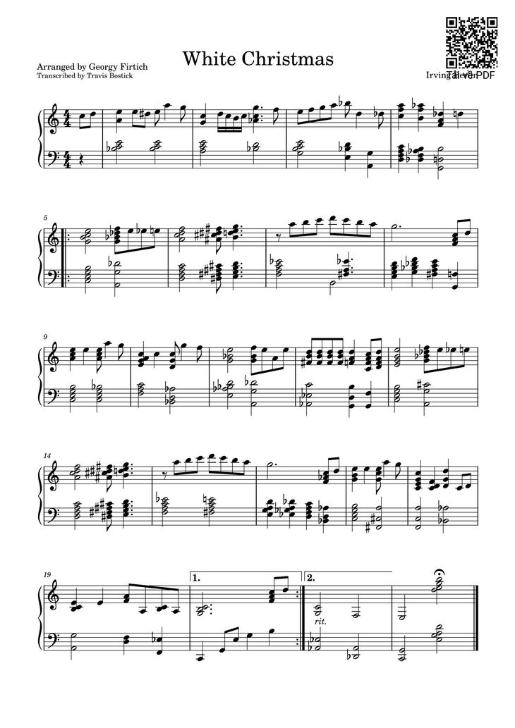 Page 1 of the piano sheet music PDF - White Christmas Sheet Piano by Travisbostick