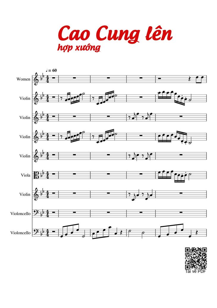 Page 1 of the piano sheet music PDF - Cao Cung lên, Sheet hợp xướng Violin by Hoài Đức