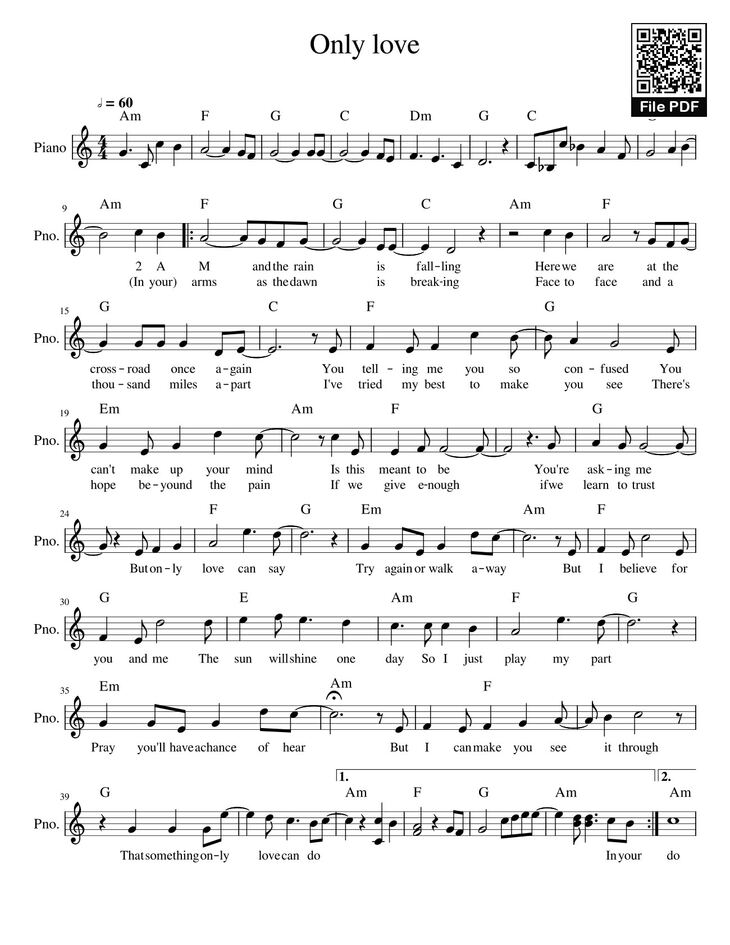 Page 1 of the piano sheet music PDF - Only love Sheet Piano by Nov103