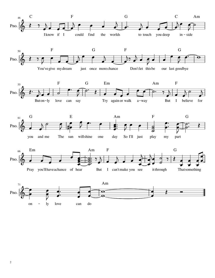 Page 2 of the piano sheet music PDF - Only love Sheet Piano by Nov103