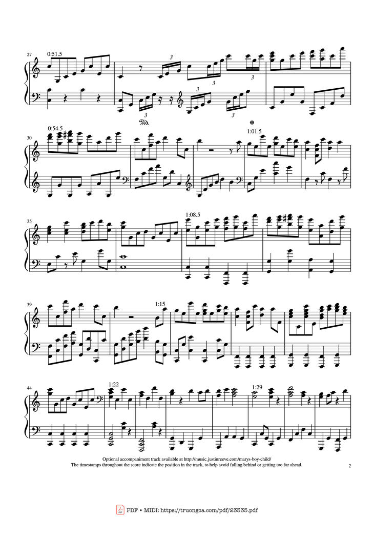 Page 2 of the piano sheet music PDF - Mary