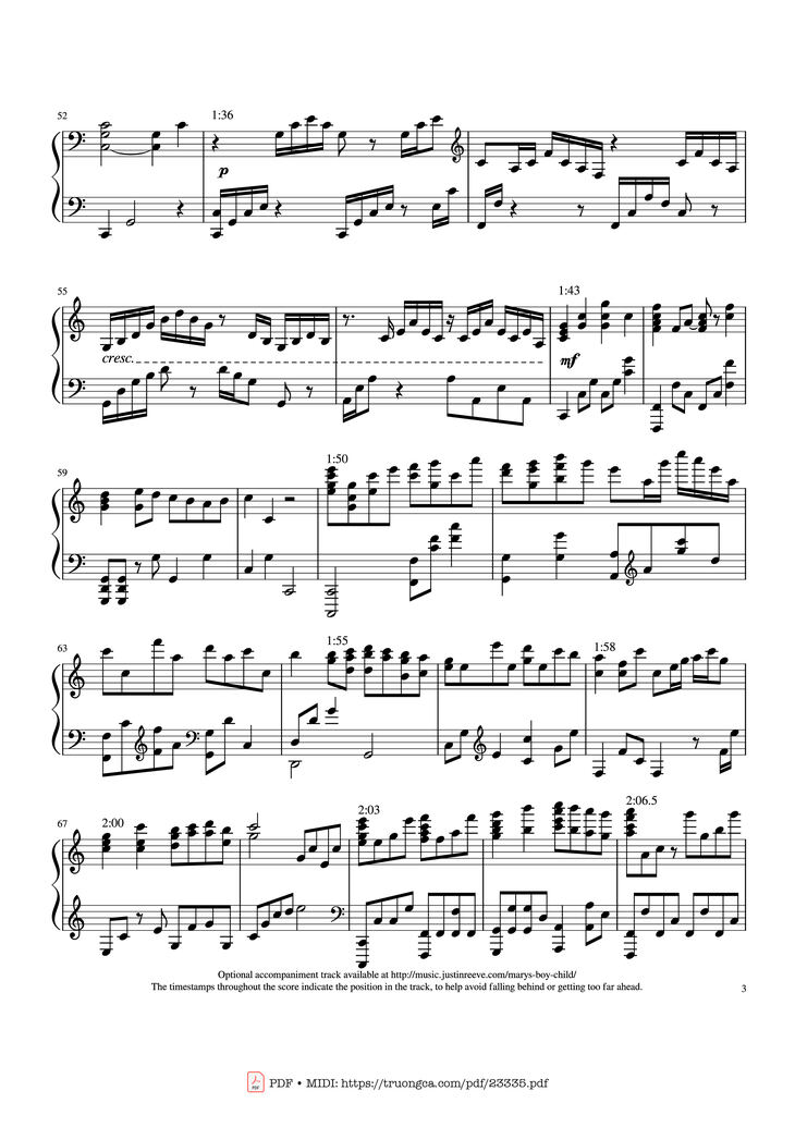 Page 3 of the piano sheet music PDF - Mary