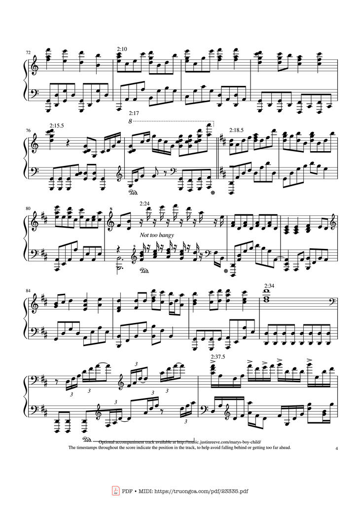 Page 4 of the piano sheet music PDF - Mary