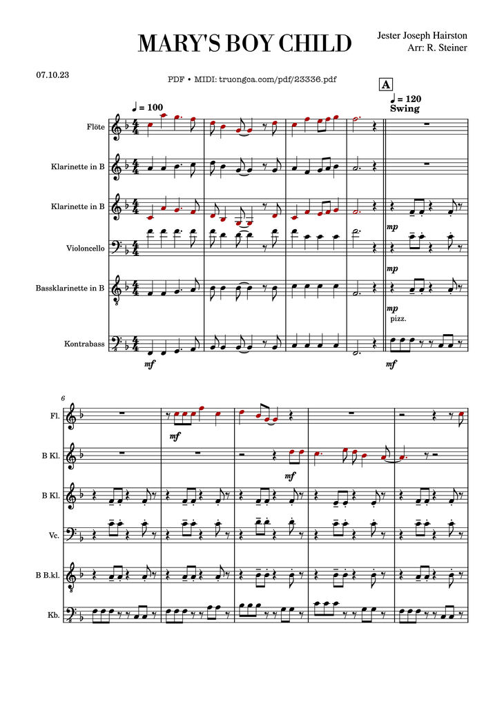 Page 1 of the piano sheet music PDF - Mary