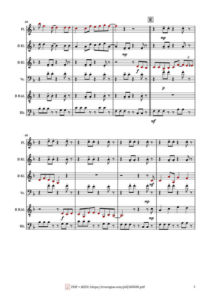 Page 5 of the piano sheet music PDF - Mary