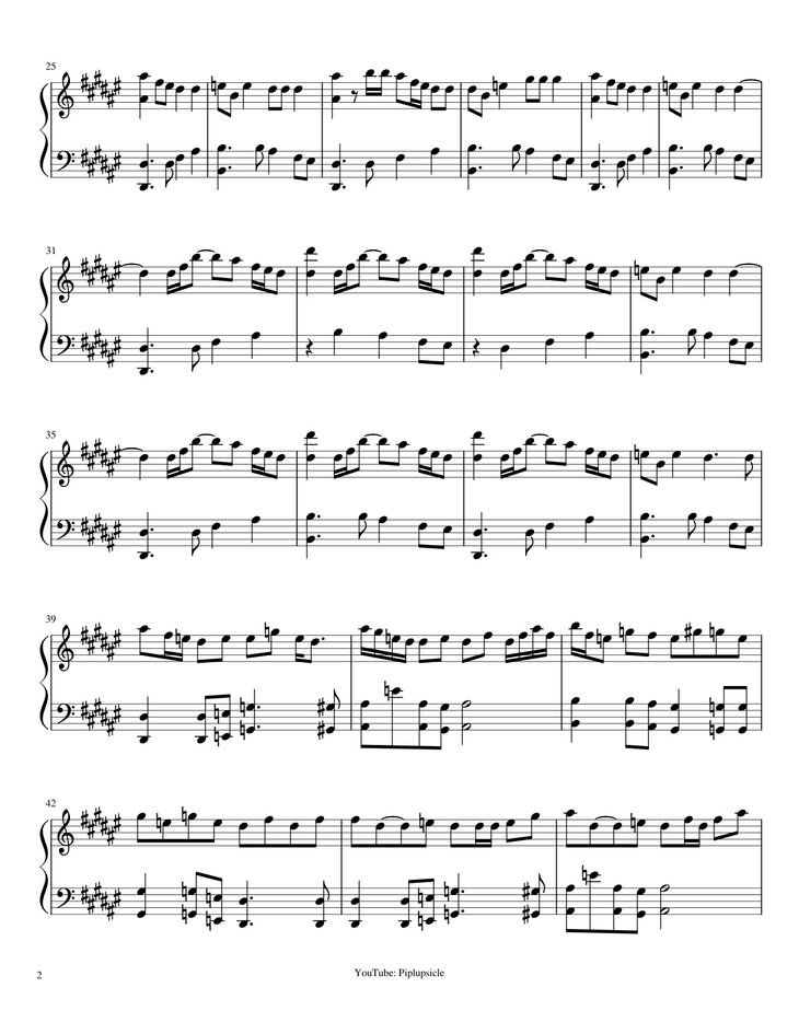 Page 2 of the piano sheet music PDF - How You Like That Sheet Piano by Piplupsicle