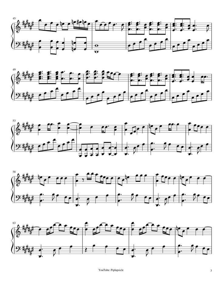 Page 3 of the piano sheet music PDF - How You Like That Sheet Piano by Piplupsicle
