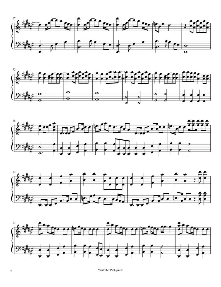 Page 4 of the piano sheet music PDF - How You Like That Sheet Piano by Piplupsicle