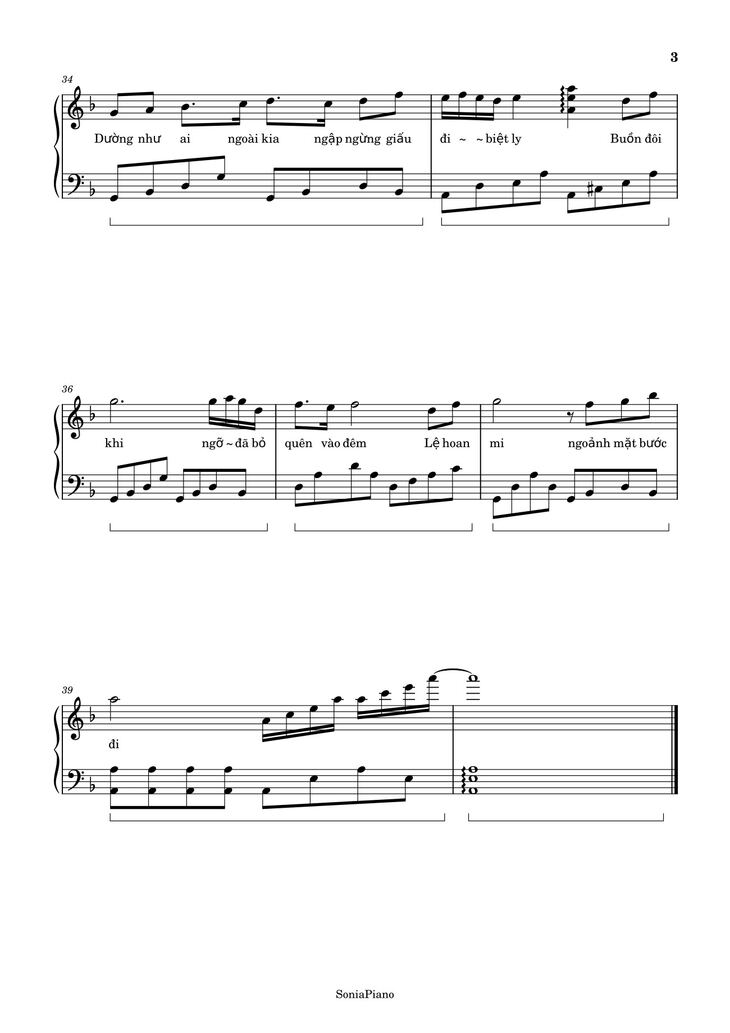 Page 3 of the piano sheet music PDF Piano - Tay Trái Chỉ Trăng Sheet Piano by Phương Thy