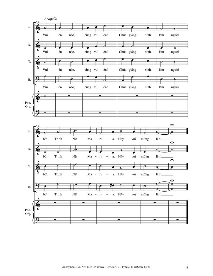 Page 11 of the piano sheet music PDF - Vui Lên Nào (4 bè SATB, GAUDETE) by Giang Tâm