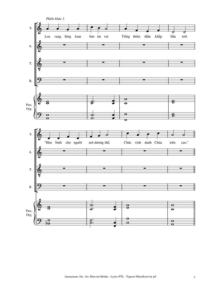Page 3 of the piano sheet music PDF - Vui Lên Nào (4 bè SATB, GAUDETE) by Giang Tâm