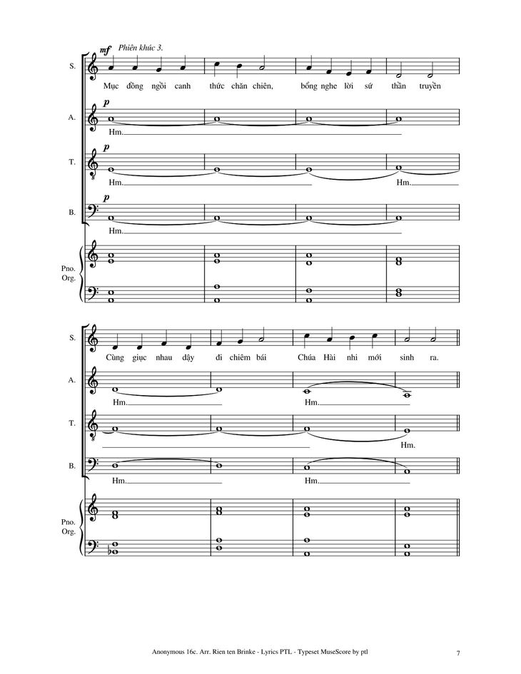 Page 7 of the piano sheet music PDF - Vui Lên Nào (4 bè SATB, GAUDETE) by Giang Tâm