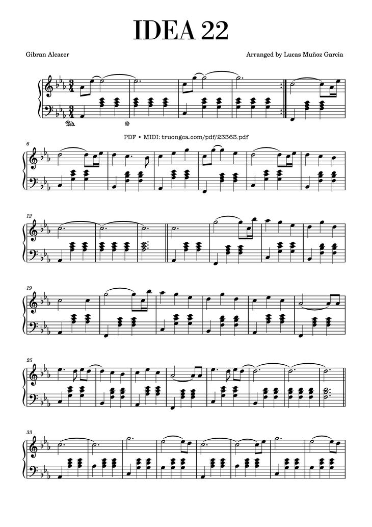 Page 1 of the piano sheet music PDF - Idea 22 Sheet Piano by Gibran Alcocer