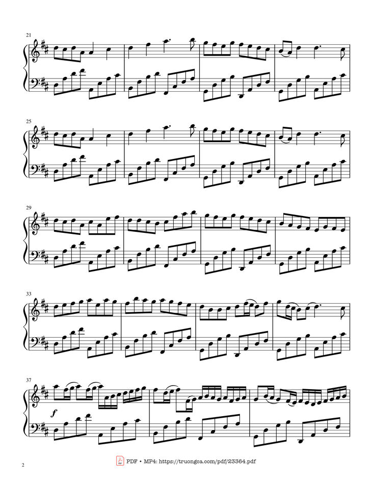 Page 2 of the piano sheet music PDF - Canon in D Sheet Piano by Lemontart