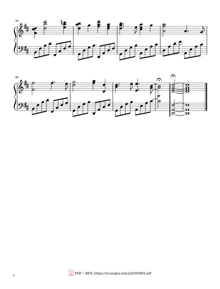 Page 6 of the piano sheet music PDF - Canon in D Sheet Piano by Lemontart