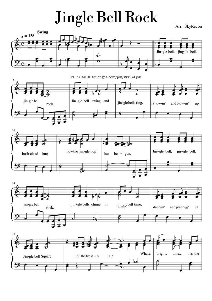 Page 1 of the piano sheet music PDF - Jingle Bell Rock Sheet Piano by SkyRecon5000