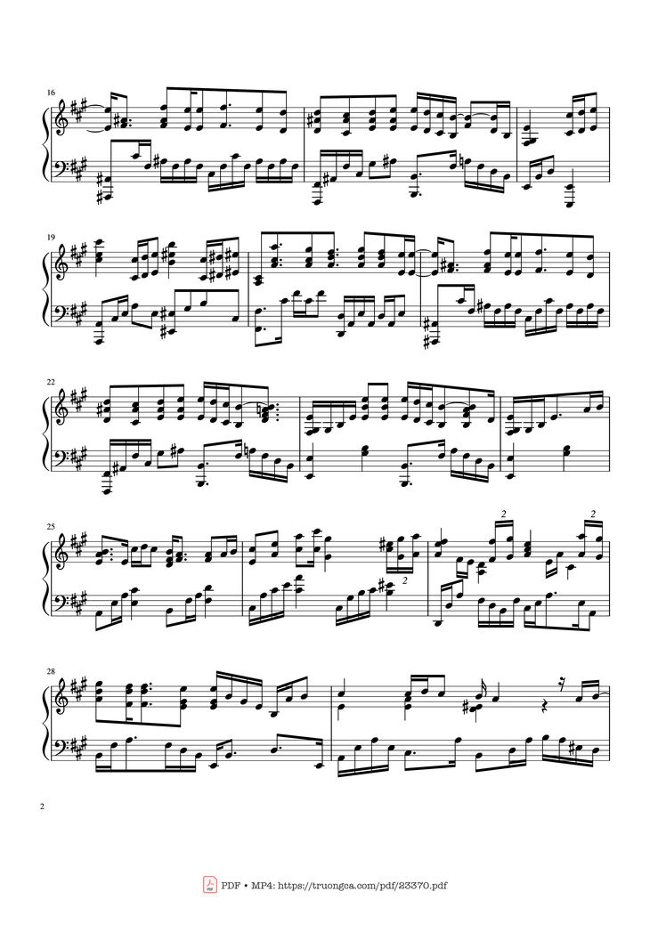 Page 2 of the piano sheet music PDF Piano - Happy New Year Sheet Piano by Tạ Quốc Vinh