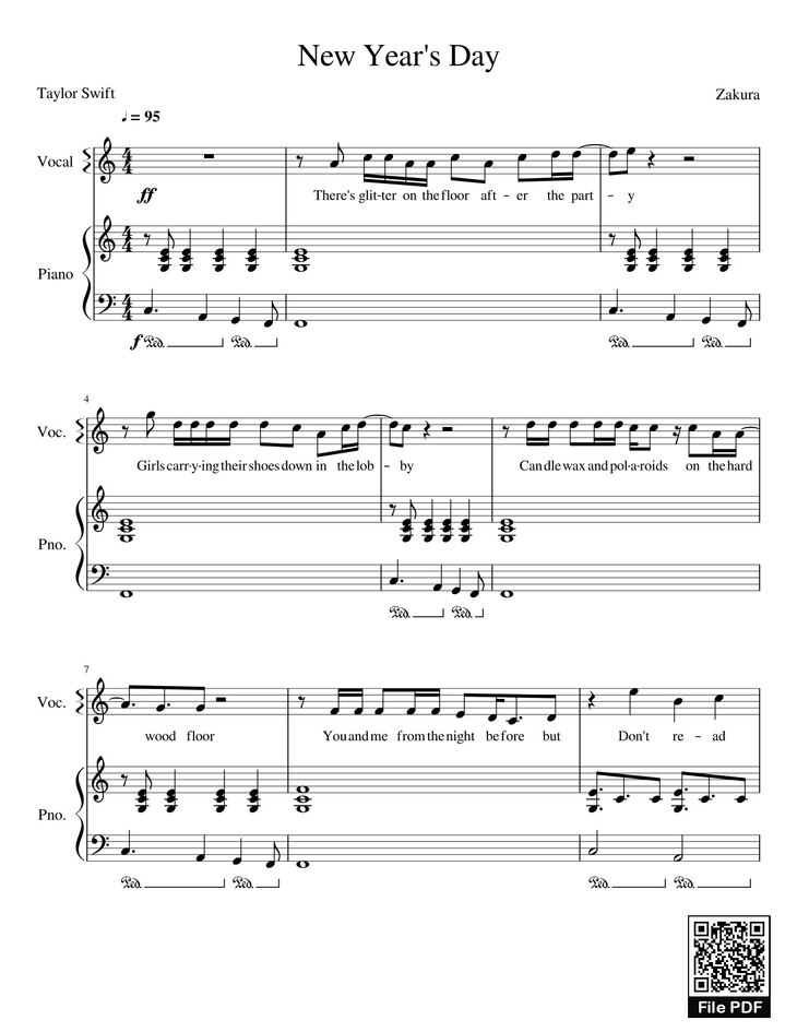Page 1 of the piano sheet music PDF - New Year