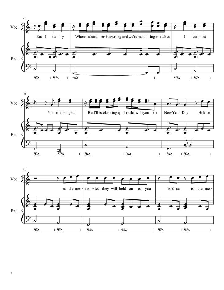 Page 4 of the piano sheet music PDF - New Year
