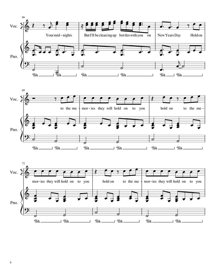 Page 8 of the piano sheet music PDF - New Year
