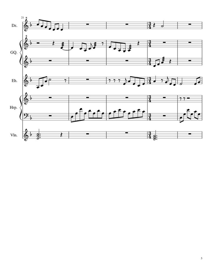 Page 5 of the piano sheet music PDF - Traditional Chinese Music Sheet Violin by TheLight OI