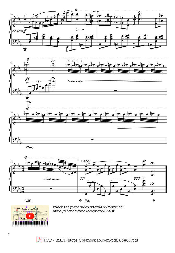 Page 4 of the piano sheet music PDF - Nocturne Op.9 No.2 Sheet Piano by Chopin