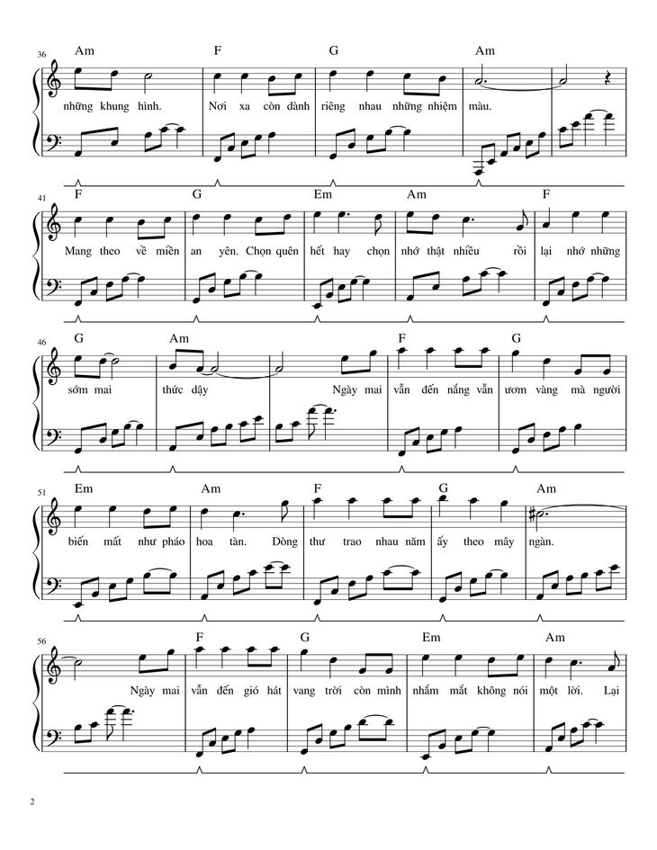 Page 2 of the piano sheet music PDF - Nhắm Mắt Thấy Mùa Hè Sheet Piano by Nguyên Hà