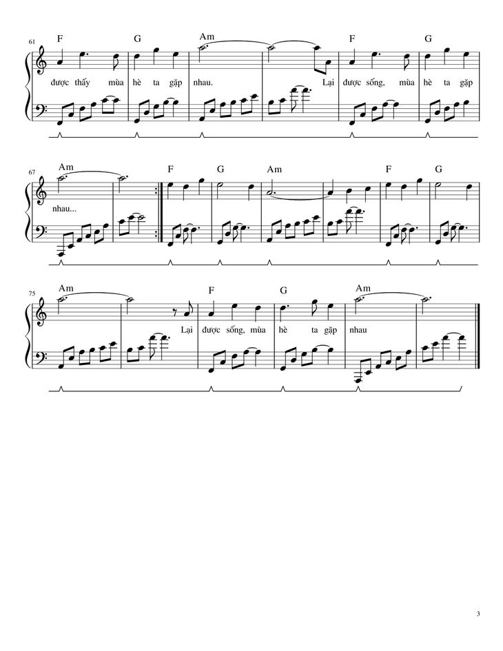 Page 3 of the piano sheet music PDF - Nhắm Mắt Thấy Mùa Hè Sheet Piano by Nguyên Hà