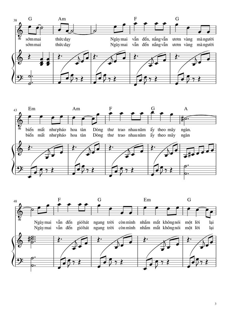 Page 3 of the piano sheet music PDF - Nhắm Mắt Thấy Mùa Hè (đệm hát) by Nguyên Hà