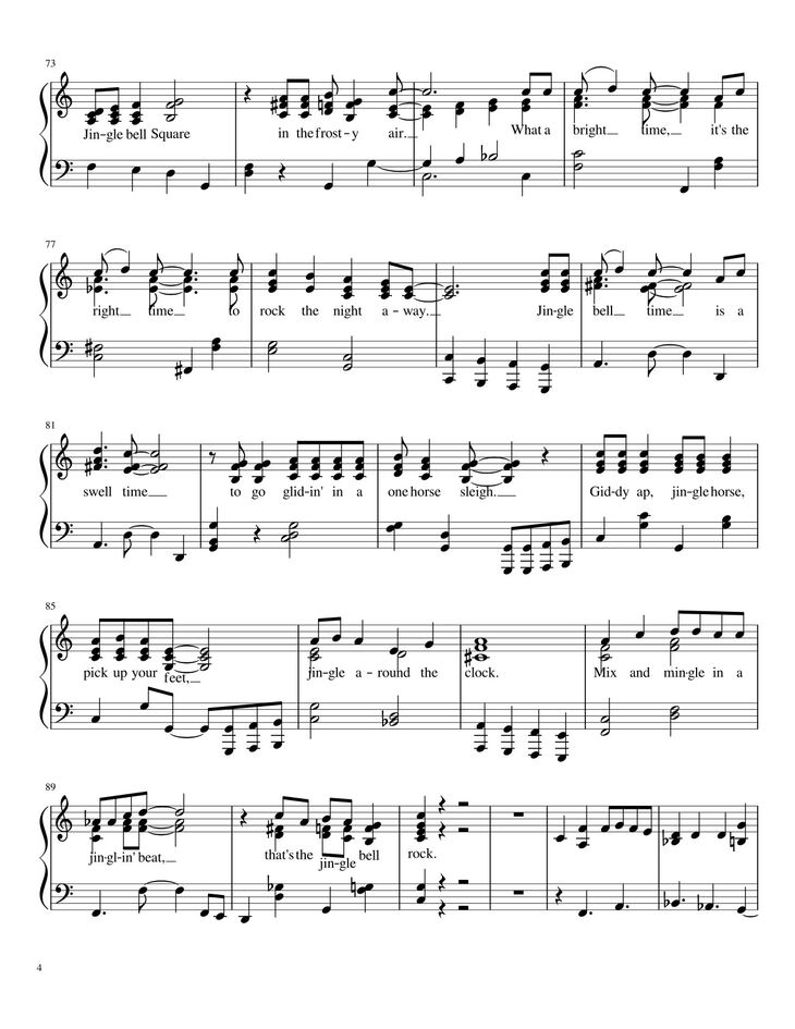 Page 4 of the piano sheet music PDF - Chirstmas Music Mashup Sheet Piano by Bapokin