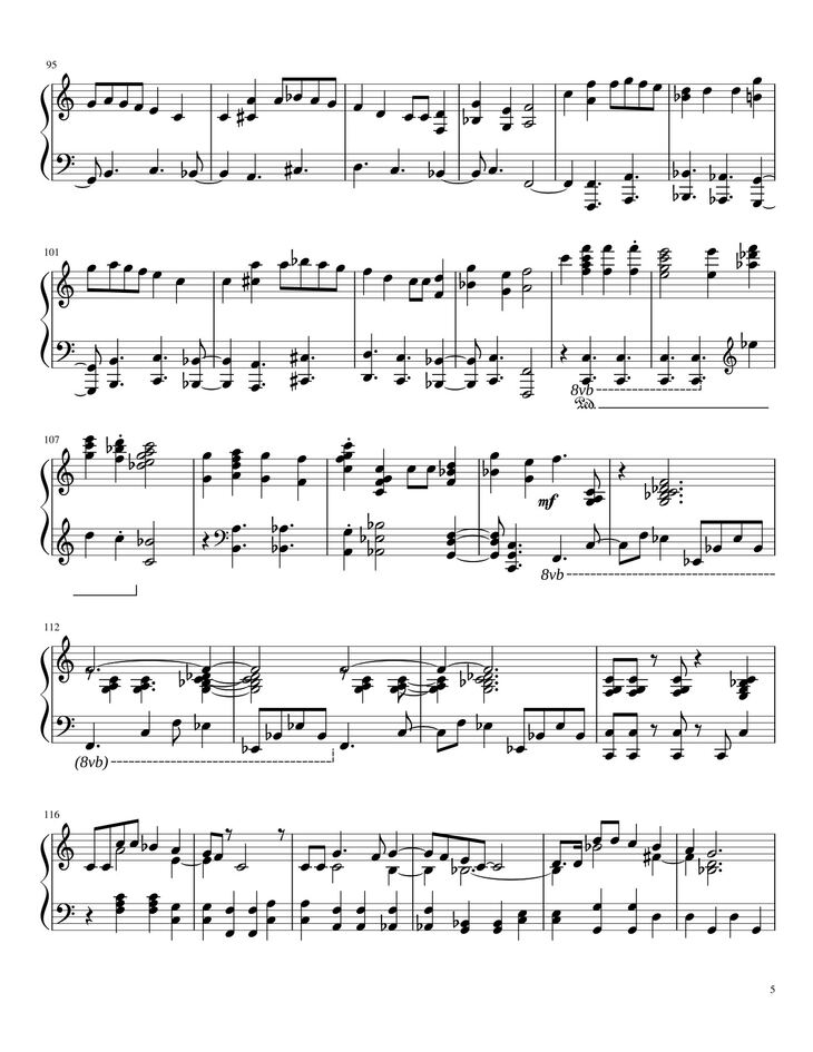 Page 5 of the piano sheet music PDF - Chirstmas Music Mashup Sheet Piano by Bapokin