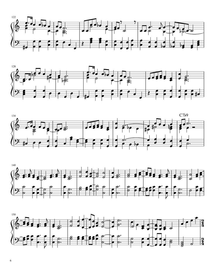 Page 6 of the piano sheet music PDF - Chirstmas Music Mashup Sheet Piano by Bapokin