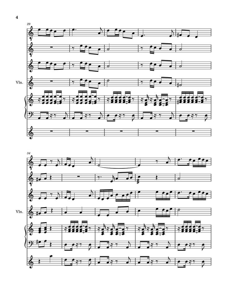 Page 4 of the piano sheet music PDF Piano Guitar Tab - Hiến Lễ Tình Yêu (hợp xướng Guitar, Harp, Violin, Piano, Xylophone) by Lm. Hoài Bắc