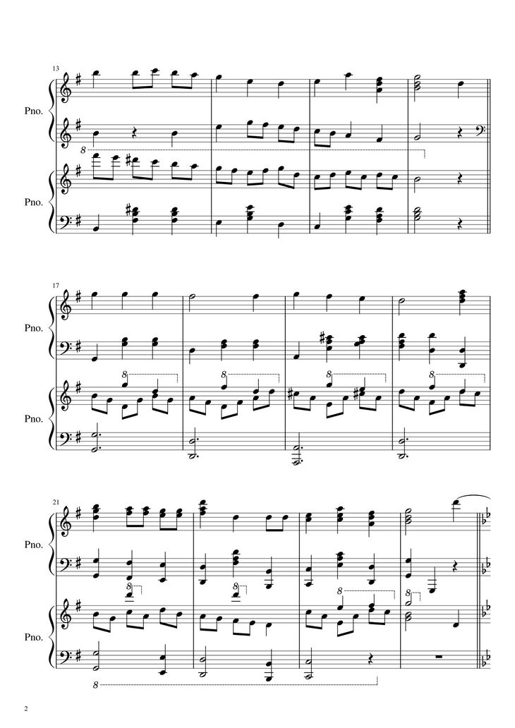 Page 2 of the piano sheet music PDF - We Wish You  A Merry Christmas Sheet Piano by Hazel Nguyen